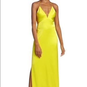 NWT Alice + Olivia Dakota Bias Slip Gown Yellow Satin Size 4. $395.